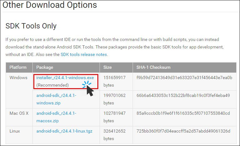 Download The Stand Alone Android Sdk Tools For Windows